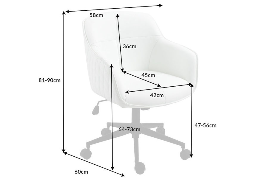 chaise de bureau simili cuir blanc pivotante